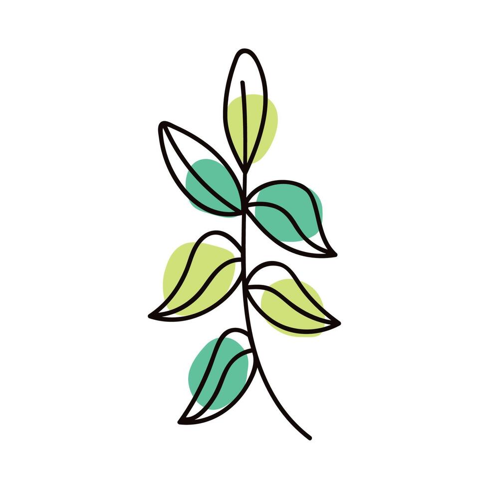 branch with leafs one line vector