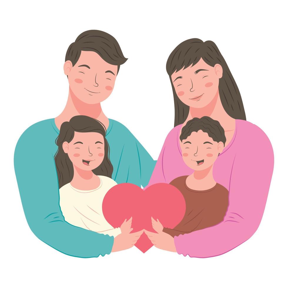 korean couple and kids vector