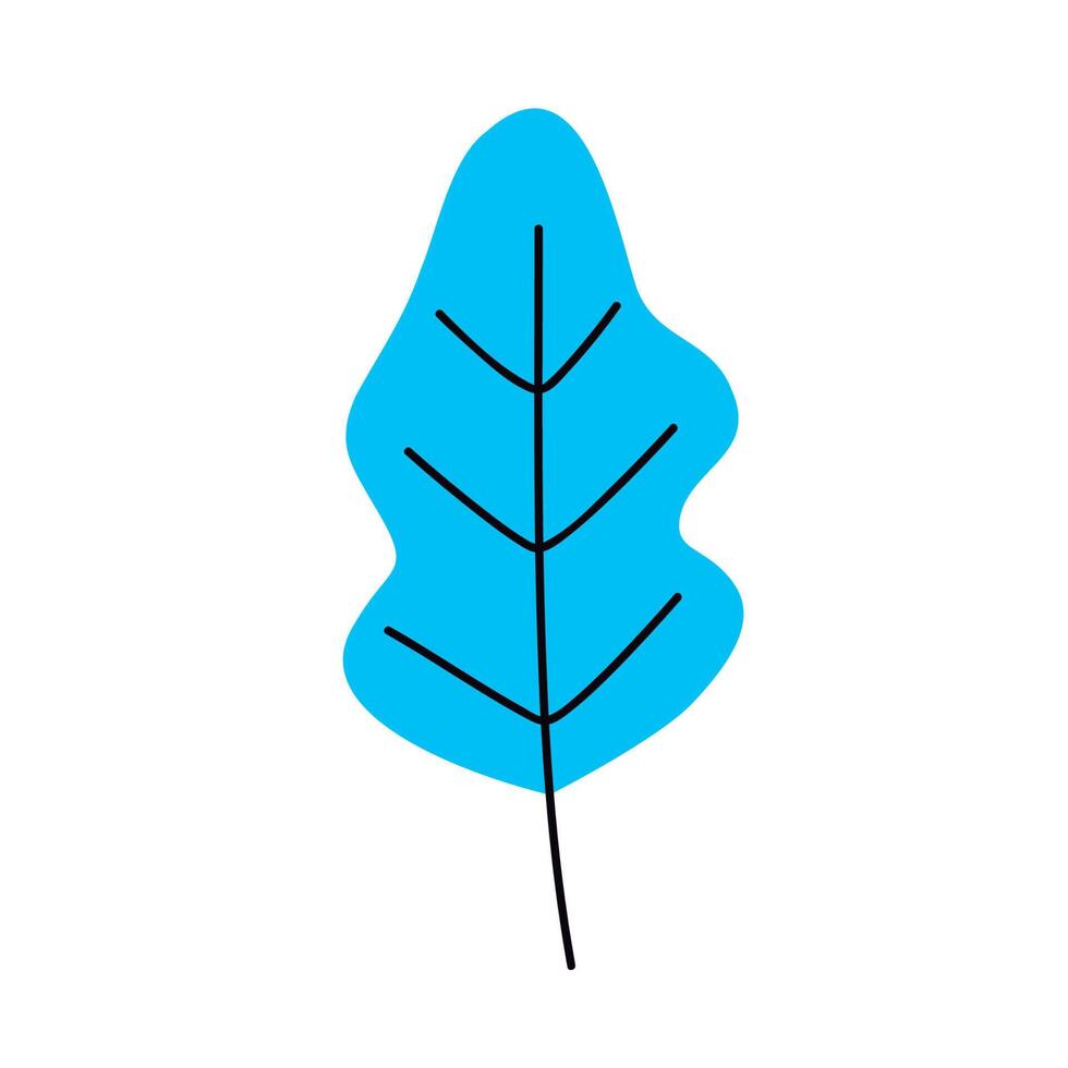 blue leaf line art foliage vector