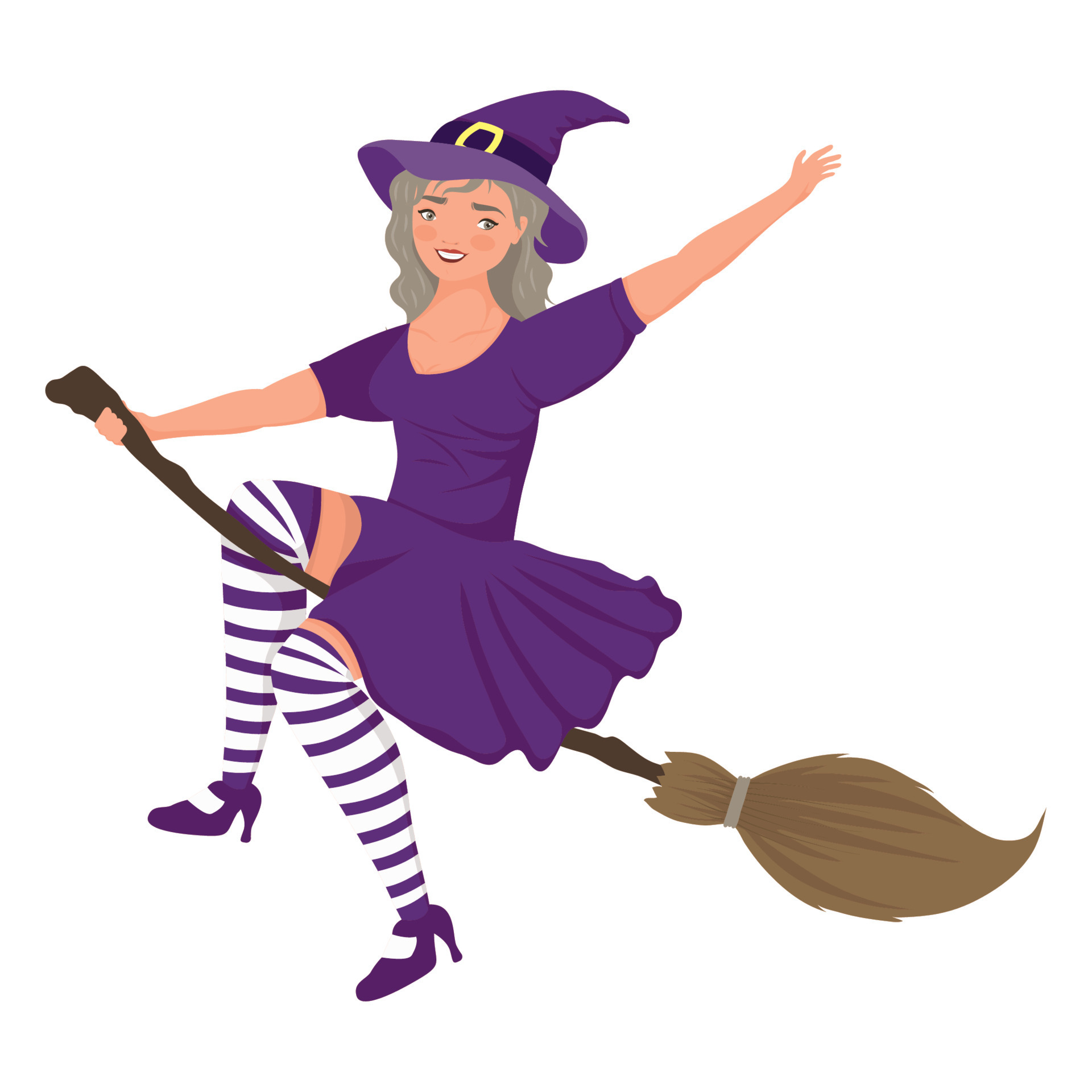 young witch flying in broom 12021159 Vector Art at Vecteezy
