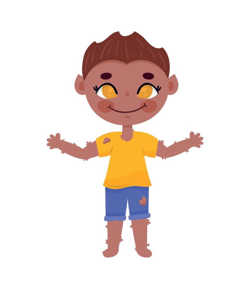 niño con disfraz de hombre lobo vector