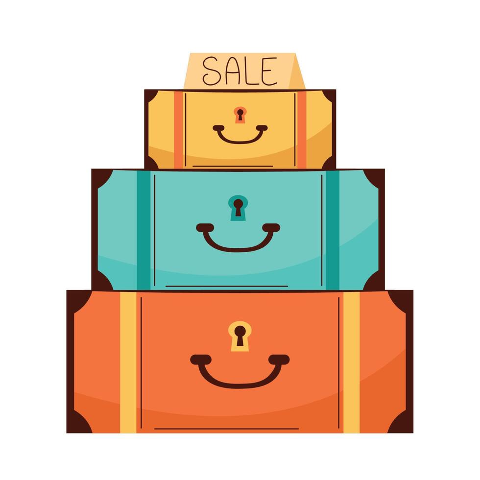 pile suitcases with sale vector