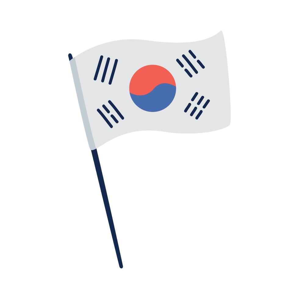 bandera coreana en la pole vector