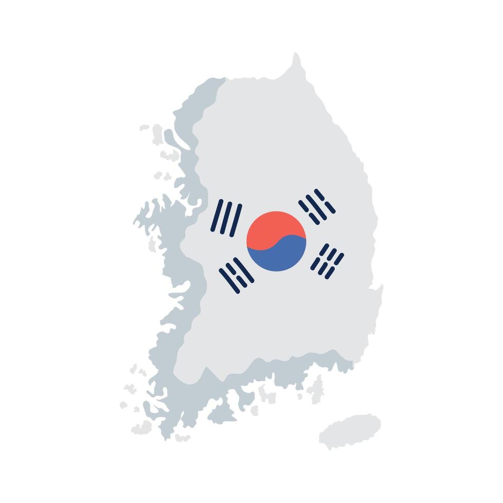 bandera coreana en el mapa vector