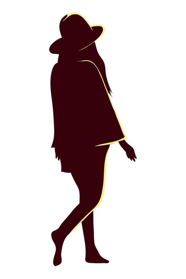 beauty woman standing silhouette vector