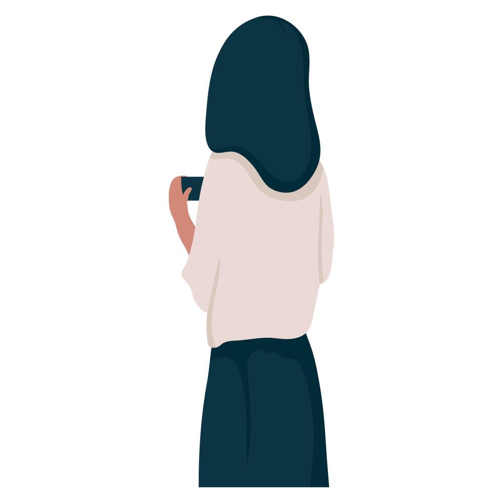 elegant woman drinking coffee vector