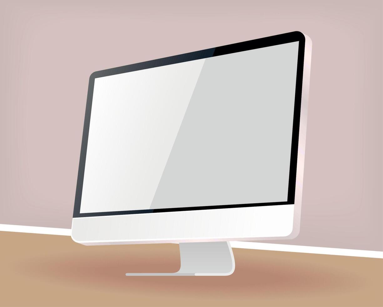 desktop computer mockup vector