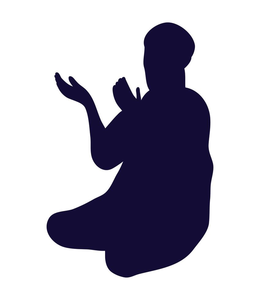 muslim man praying silhouette vector