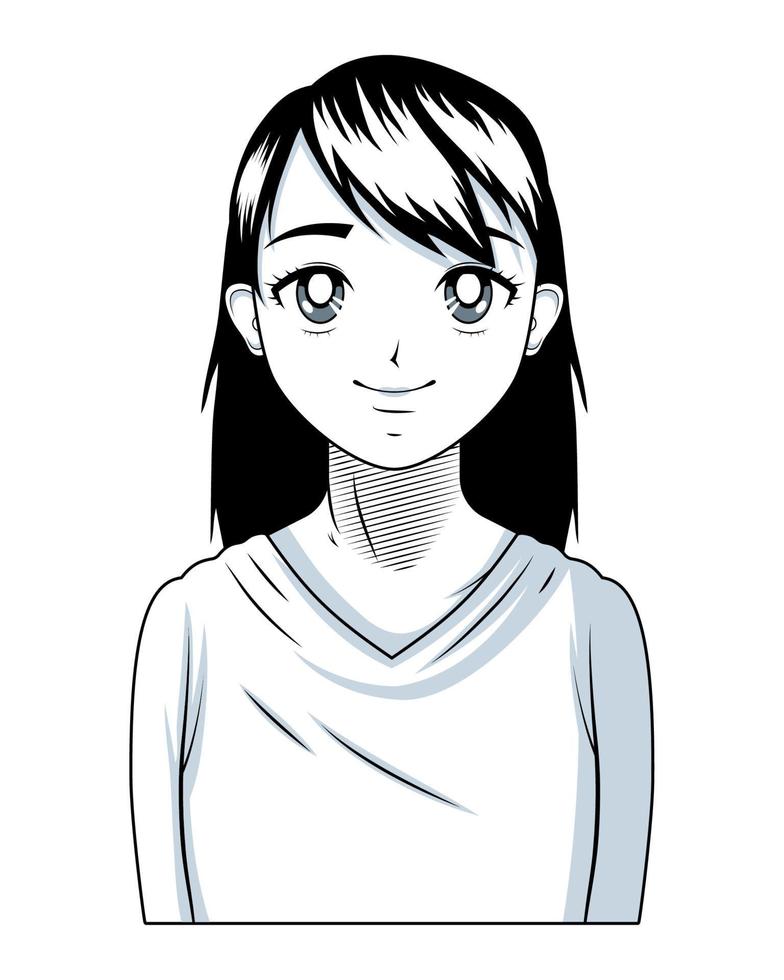 smiling girl anime style vector