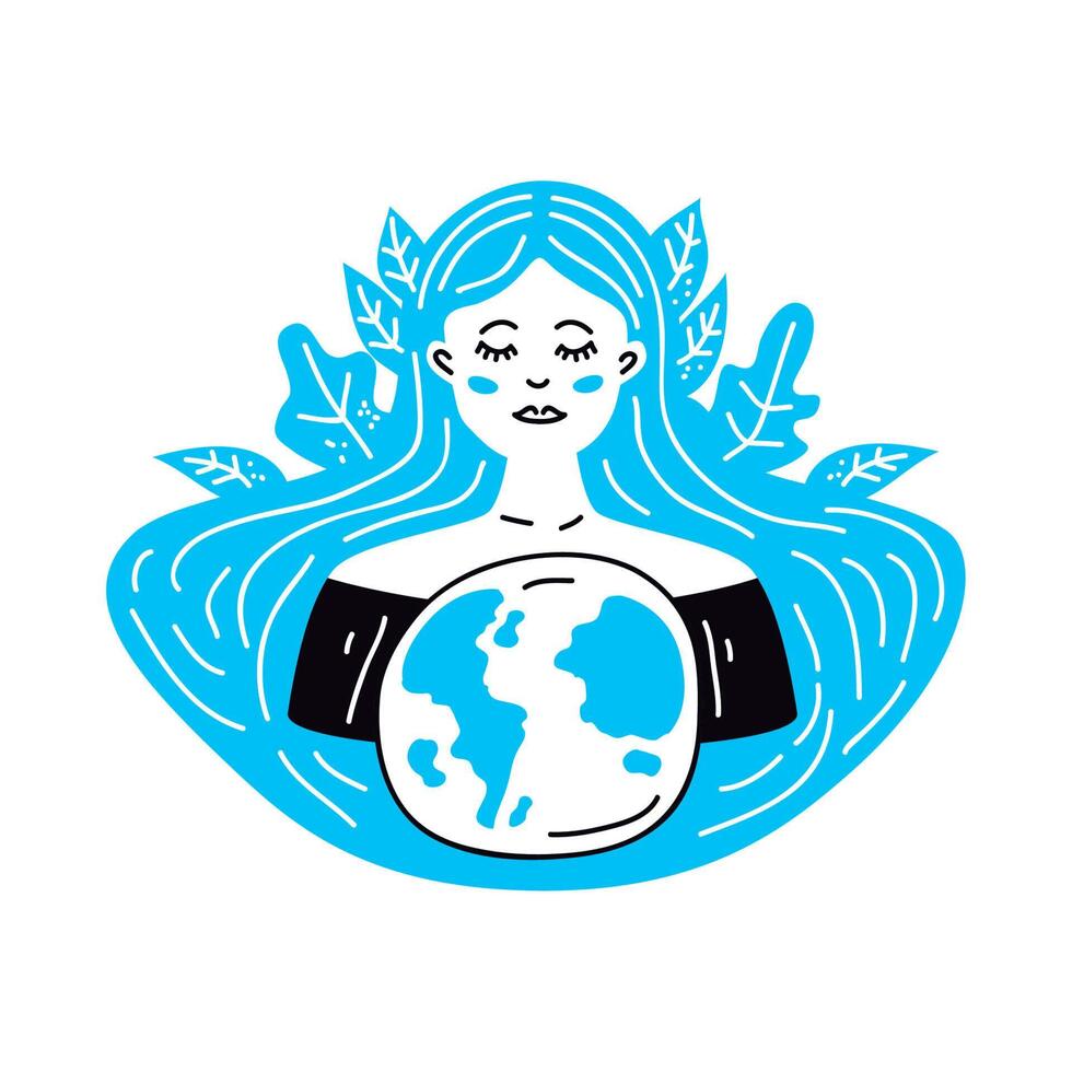 woman lifting earth eco friendly vector