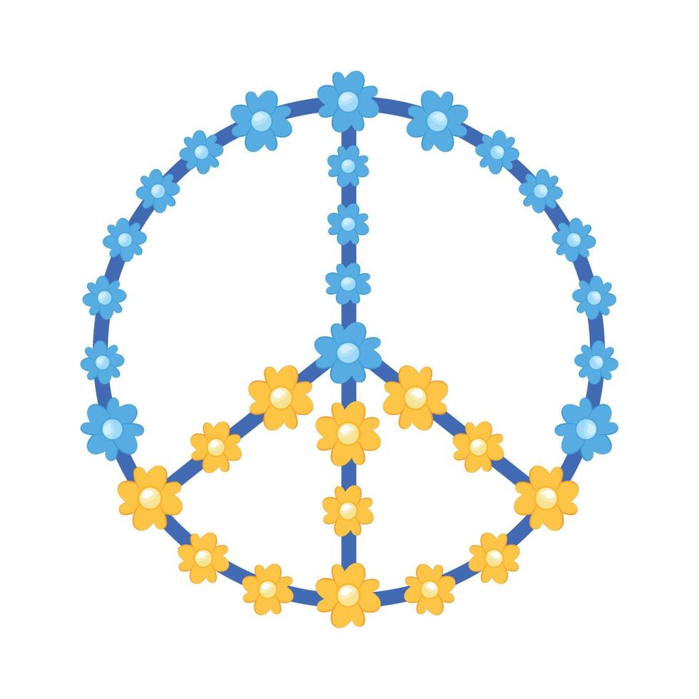 ukraine flag in floral peace symbol vector