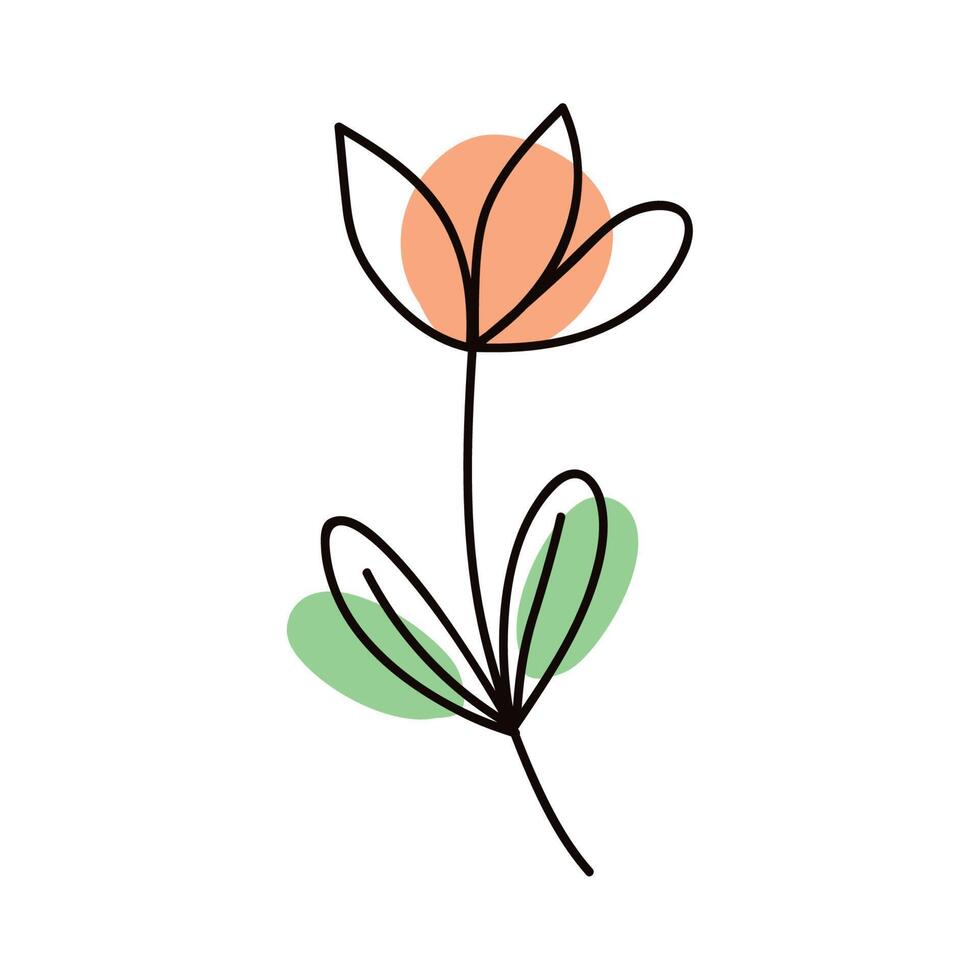 orange flower garden one line vector