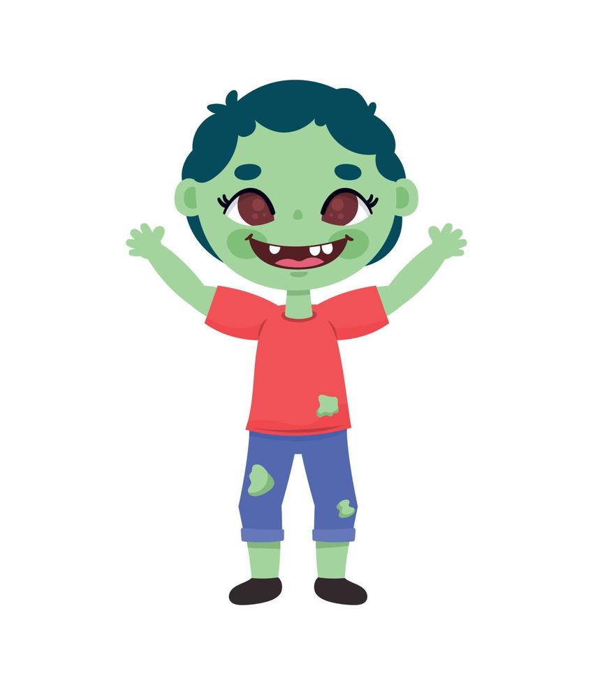 kid with zombie disguise vector