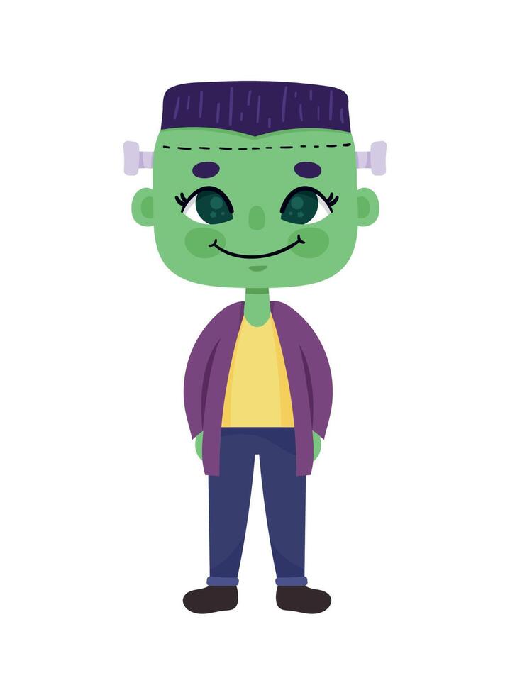 boy with frankenstein disguise vector