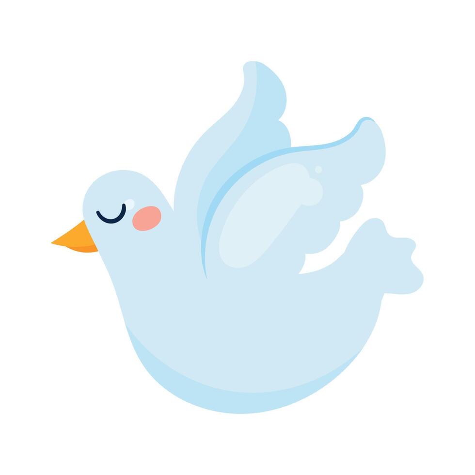 cute white dove flying vector