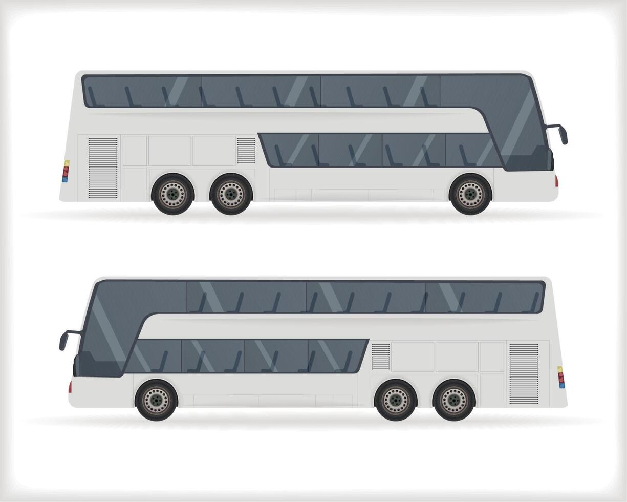 mockup white buses vehicles vector