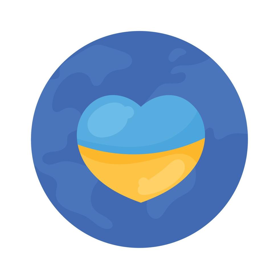 Bandera de Ucrania en sello de corazón vector