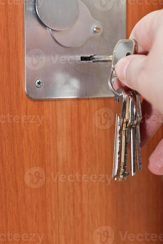 opening door by bunch of keys photo