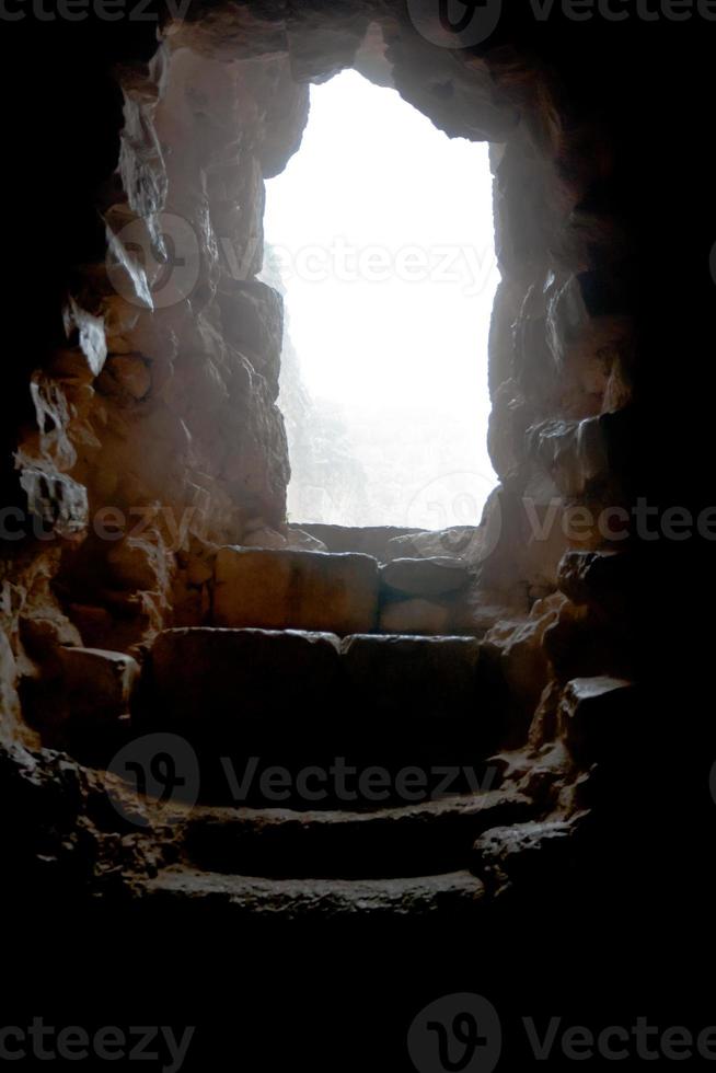 entrance in medieval Ajlun Castle in Jordan photo