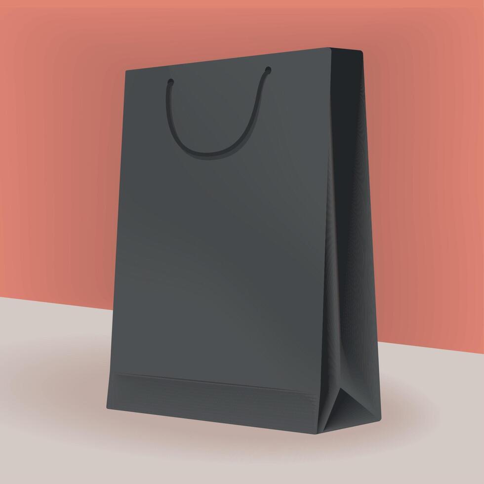 black shopping bag vector