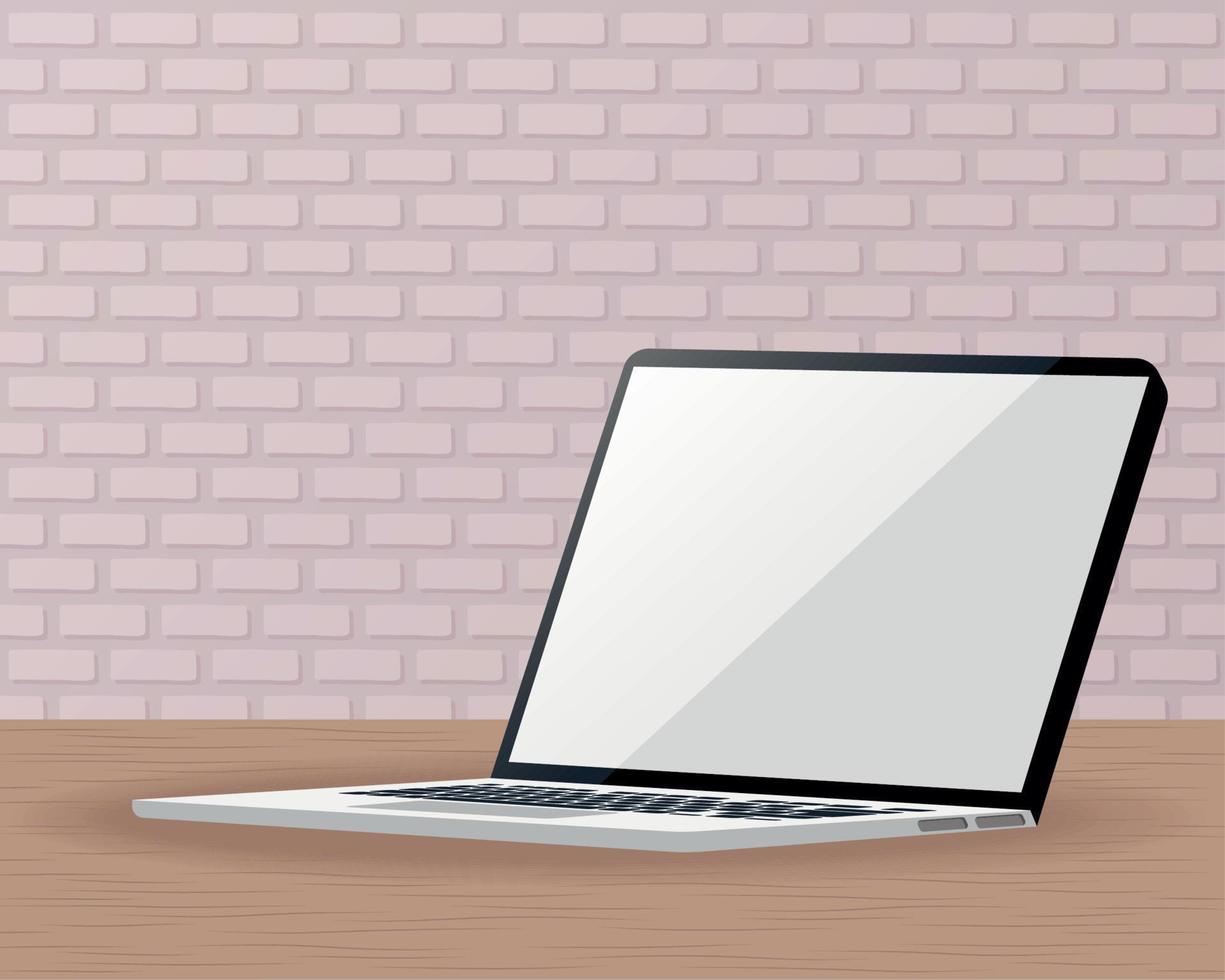 mockup laptop and wall vector