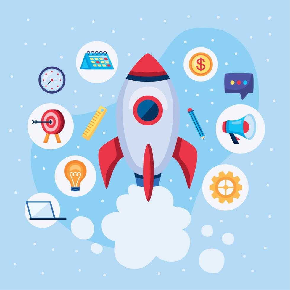 rocket and start up vector