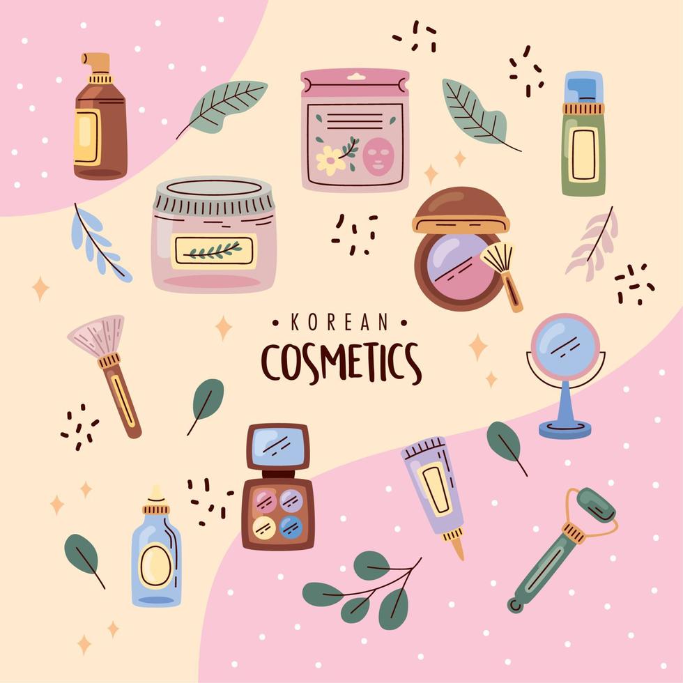 banner con cosméticos coreanos vector