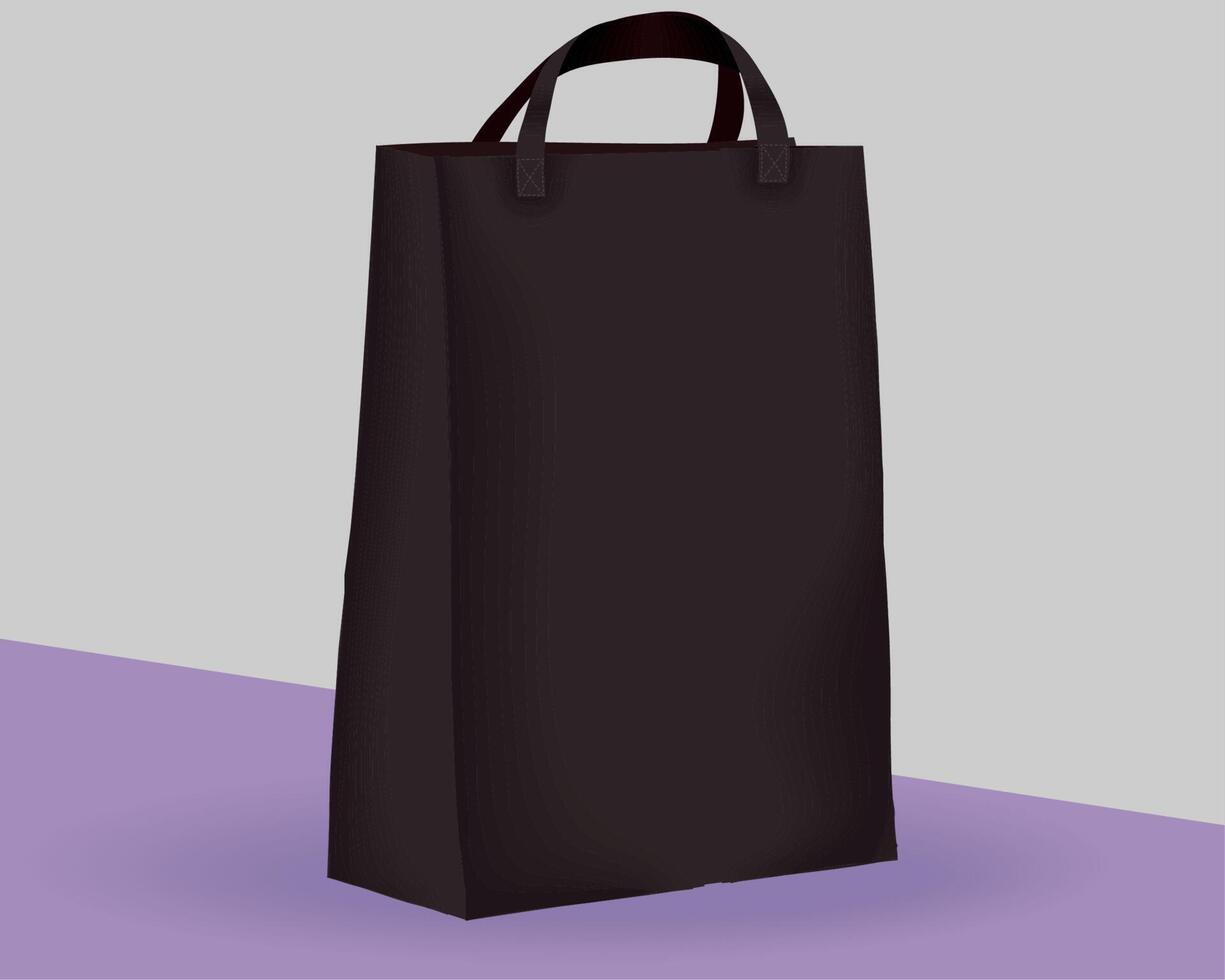 mockup black shopping bag vector