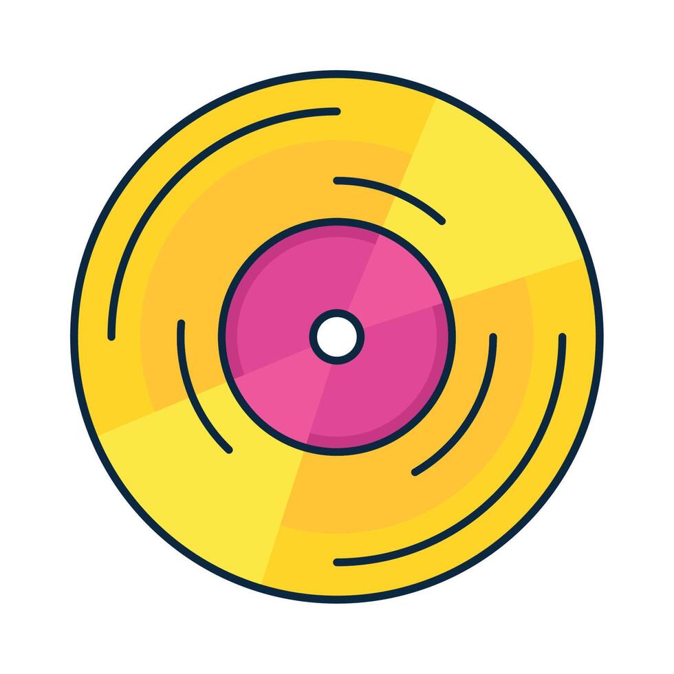 golden vinyl disk nineties style vector