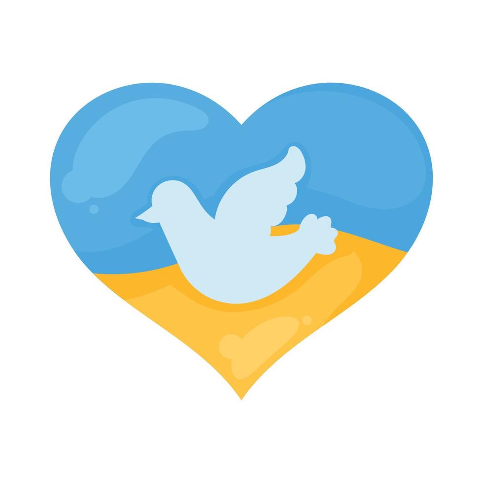 ukraine flag with dove in heart vector