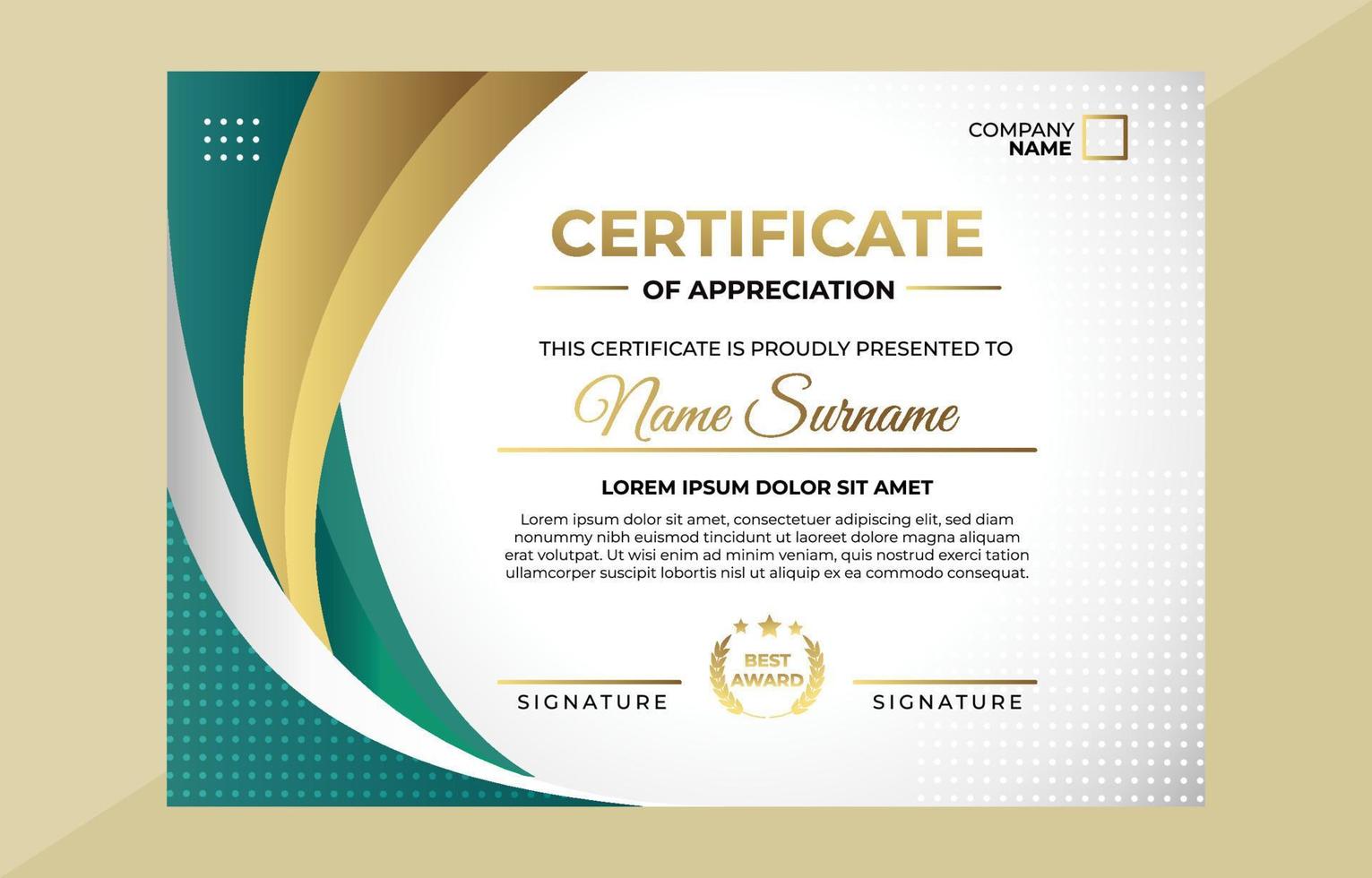 Certificate Of Appreciation Template vector