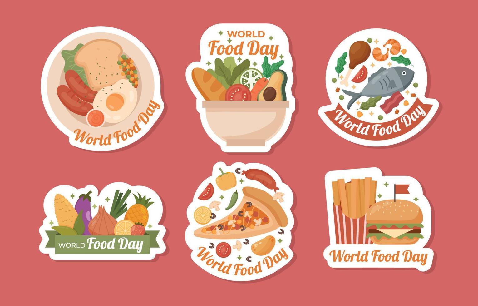 World Food Day Sticker Collection vector