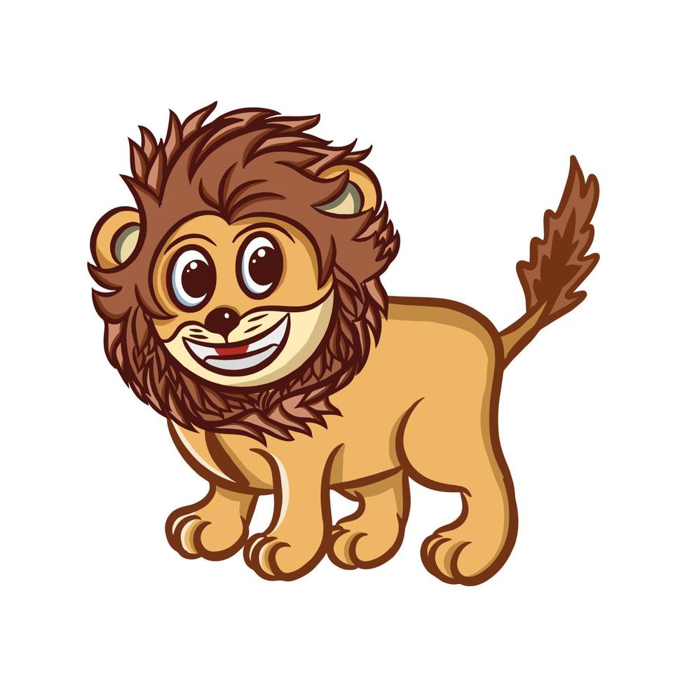 Cute Lion Cartoon Illustration Design vector