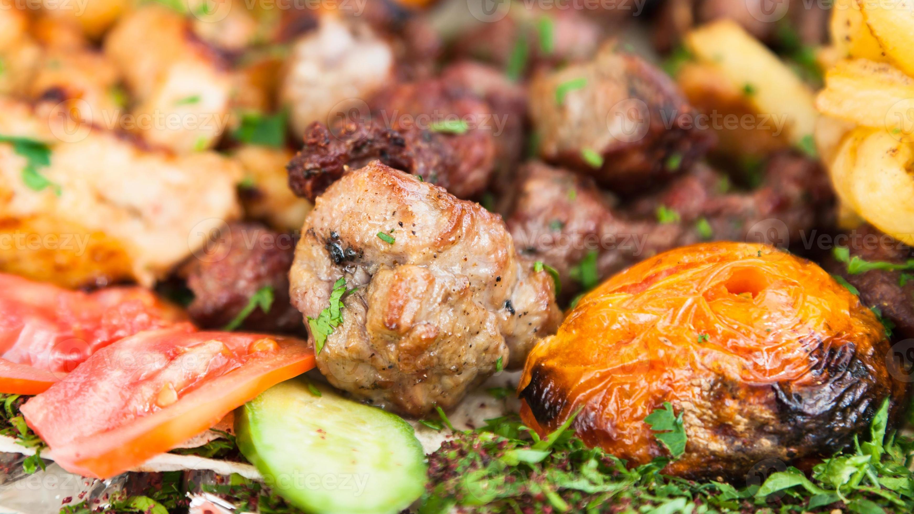 piece of arabian veal kebab close up on plate 12022277 Stock Photo at
