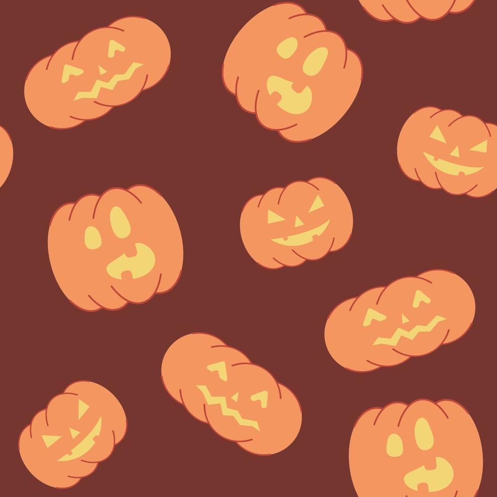 un patrón sobre el tema de halloween. calabazas color naranja. ilustración vectorial de dibujos animados. vector