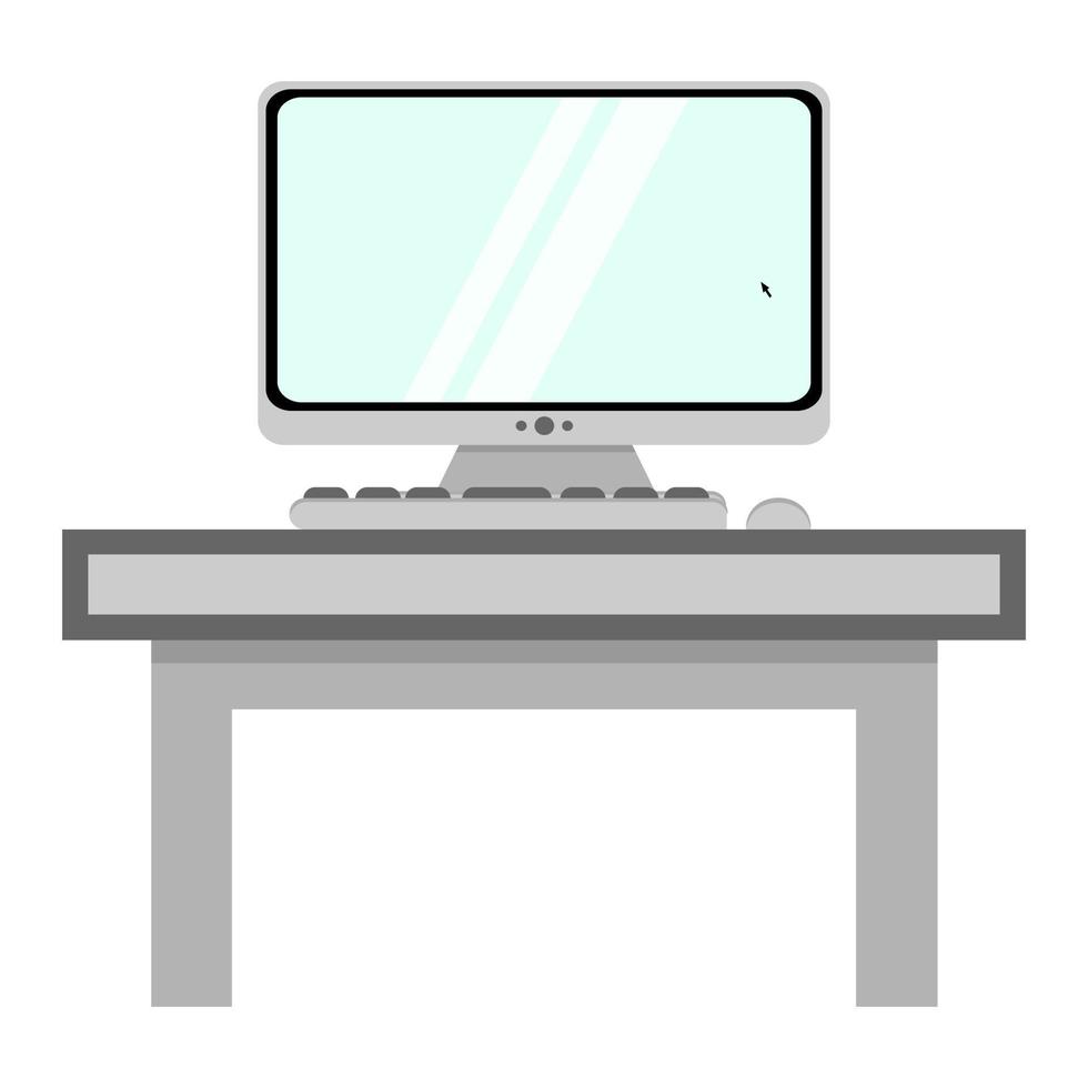 computer desk icon in flat style vector