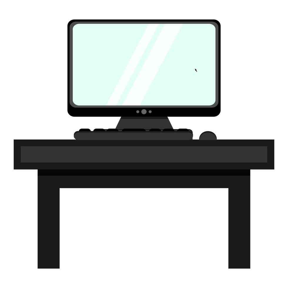 computer desk icon in flat style vector