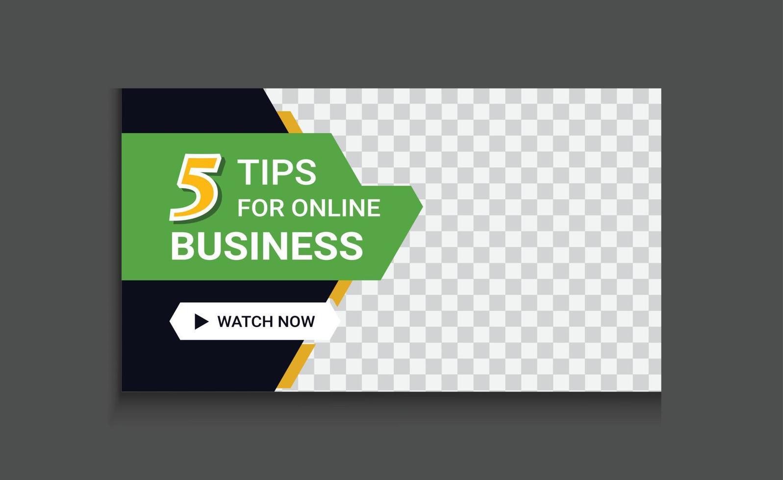 digital online business ideas youtube thumbnail, abstract video thumbnail with modern editable custom template banner design vector