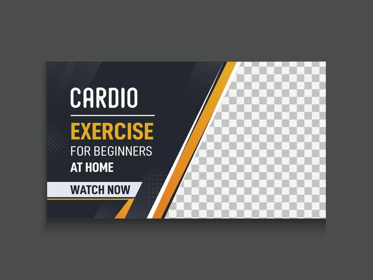 entrenamiento de gimnasio y fitness, miniatura de youtube de ejercicio y diseño de vector de plantilla de banner web