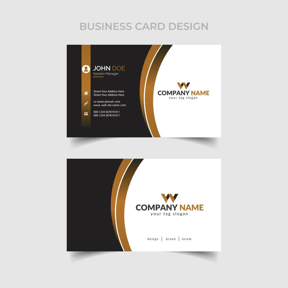 Creative Business Card - Creative and Clean Business Card Template. Luxury business card design template. Elegant dark back background with abstract golden wavy lines shiny. Vector illustration