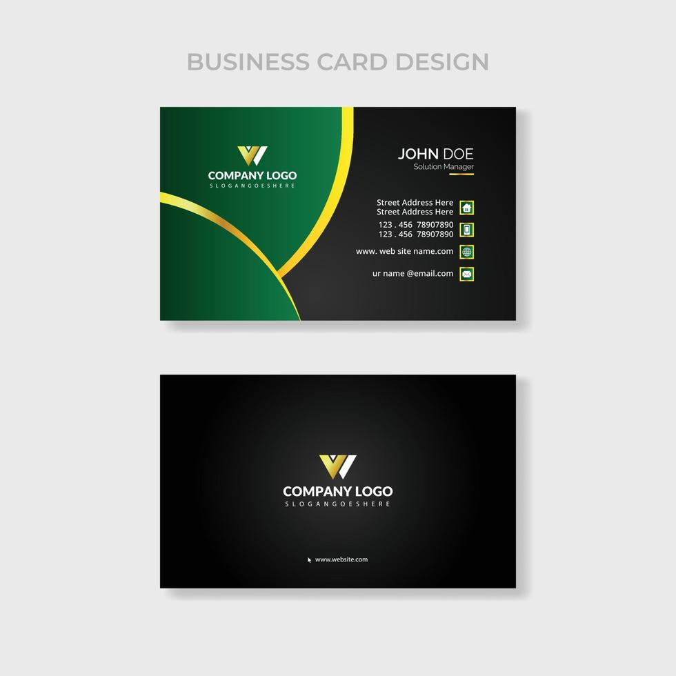 Creative Business Card - Creative and Clean Business Card Template. Luxury business card design template. Elegant dark back background with abstract golden wavy lines shiny. Vector illustration