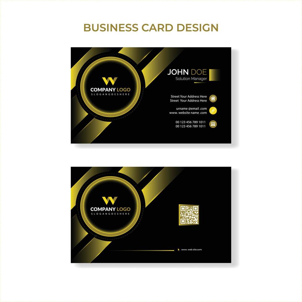 Creative Business Card - Creative and Clean Business Card Template. Luxury business card design template. Elegant dark back background with abstract golden wavy lines shiny. Vector illustration