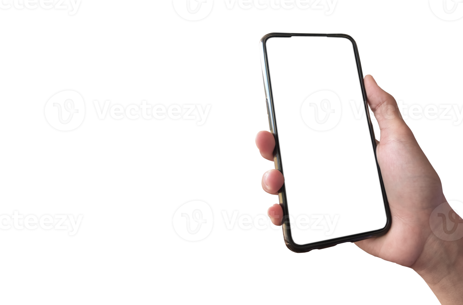 geïsoleerd Holding mobiel telefoon in hand- met knipsel paden. concept voor online marketing, aan het leren, winkelen, toepassingen, bankieren, streamen, chatten, vdo roeping, facetimes en verzekeringen. png