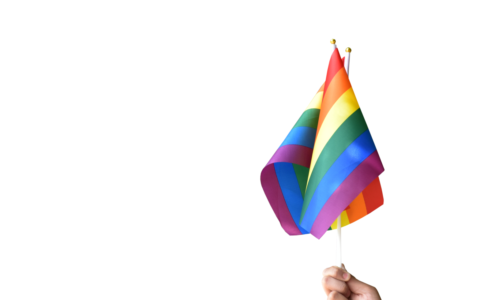 isolated rainbow flags, lgbt symbol, in hands with clipping paths. png