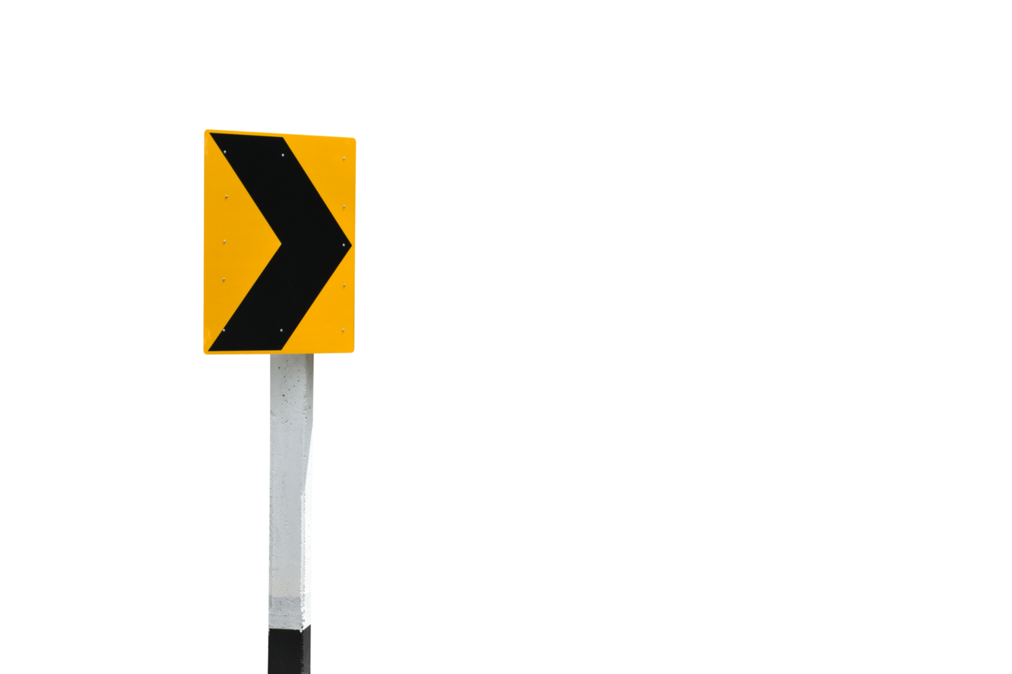 Right arrow sign on pole, concept for traffic sign at night. png