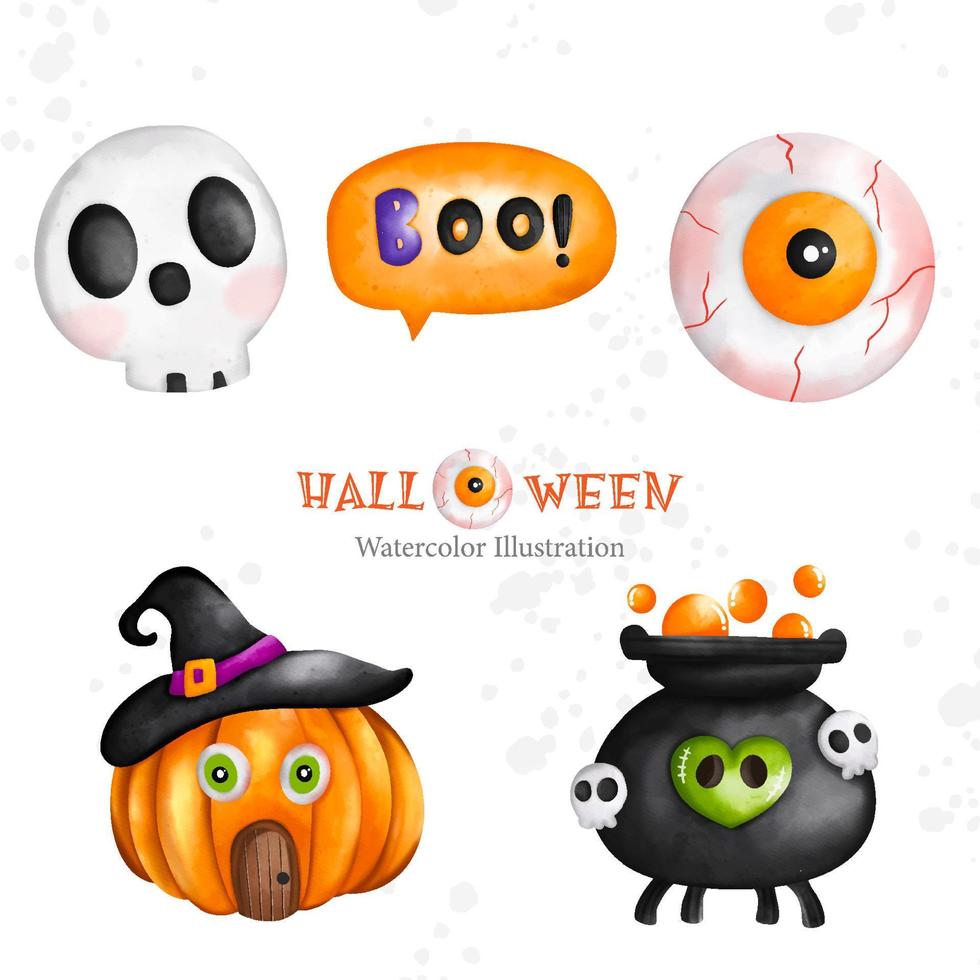 vector de ilustración de pintura de composición de acuarela de halloween. concepto mágico de halloween