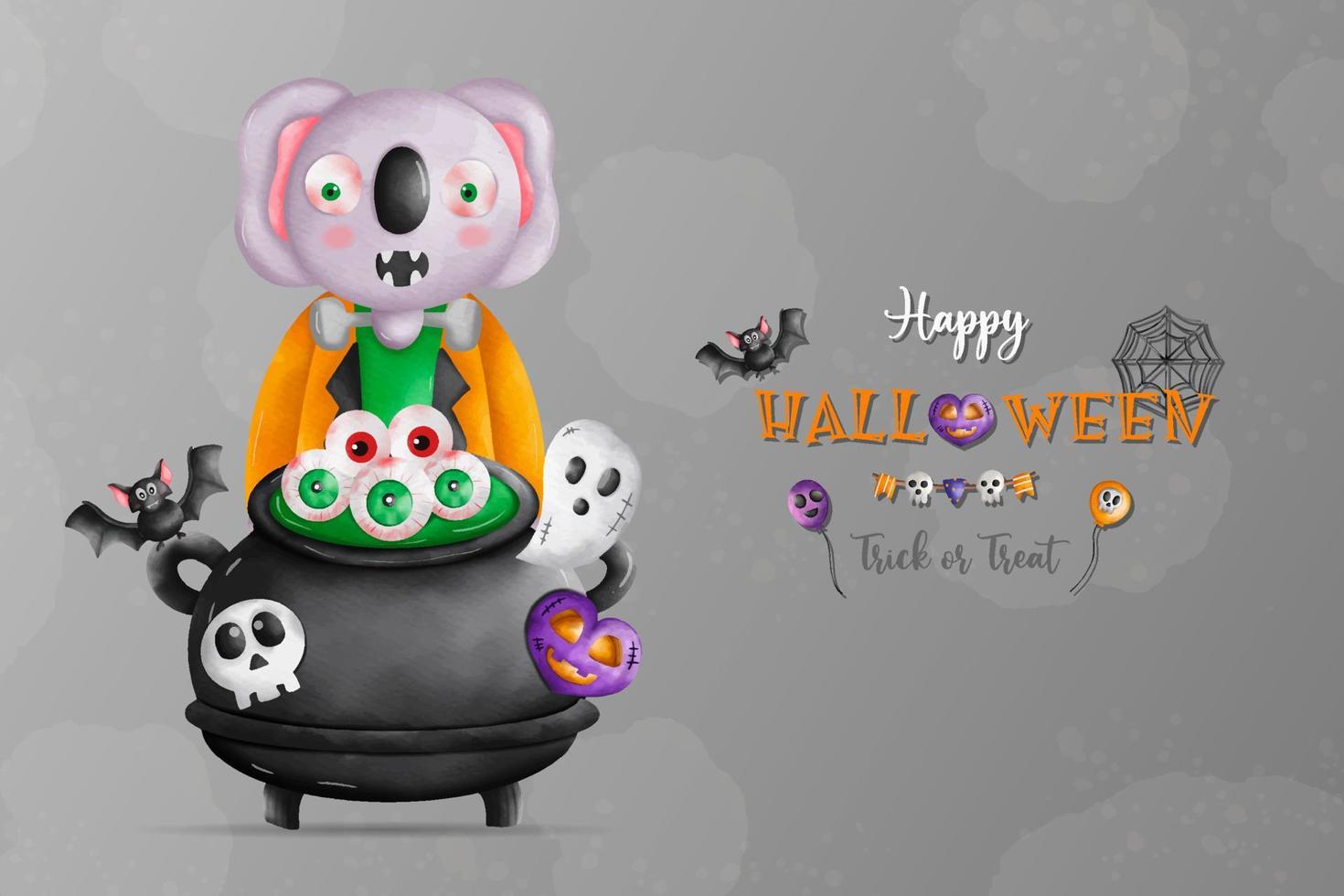 Happy Halloween, Trick and Triat. 31 Oct. elephant witch. Sorcery, magic, horror concept vector