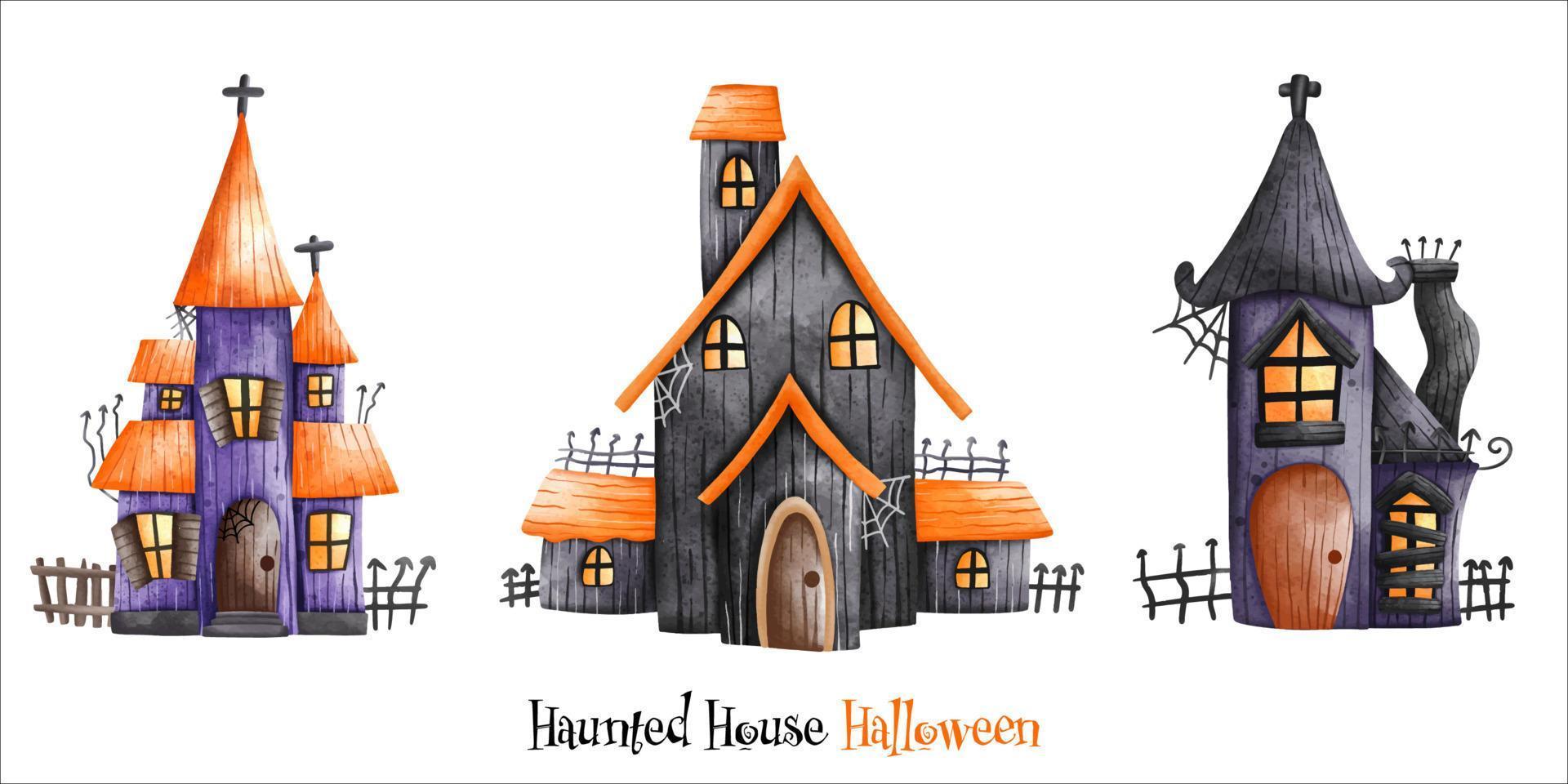 Happy Halloween. Halloween Haunted house with full moon. Halloween element. Halloween decoration vector