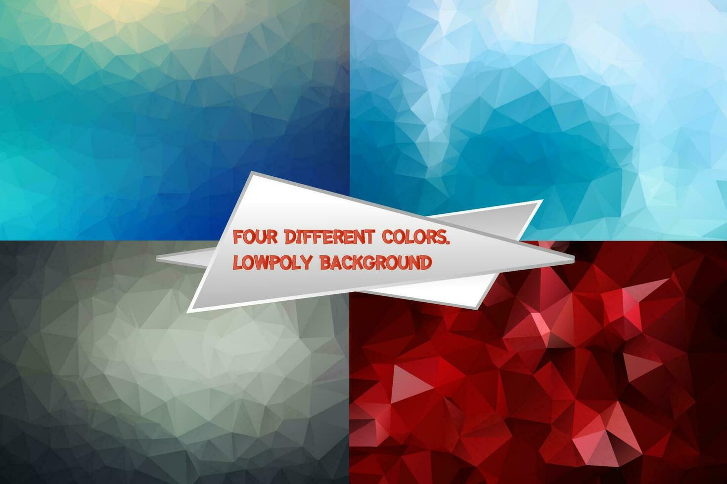 Abstract polygonal lowpoly background pattern. Set of 4 vector geometric gradient backdrops. used for social media, web, advertising, printing, brochure design.