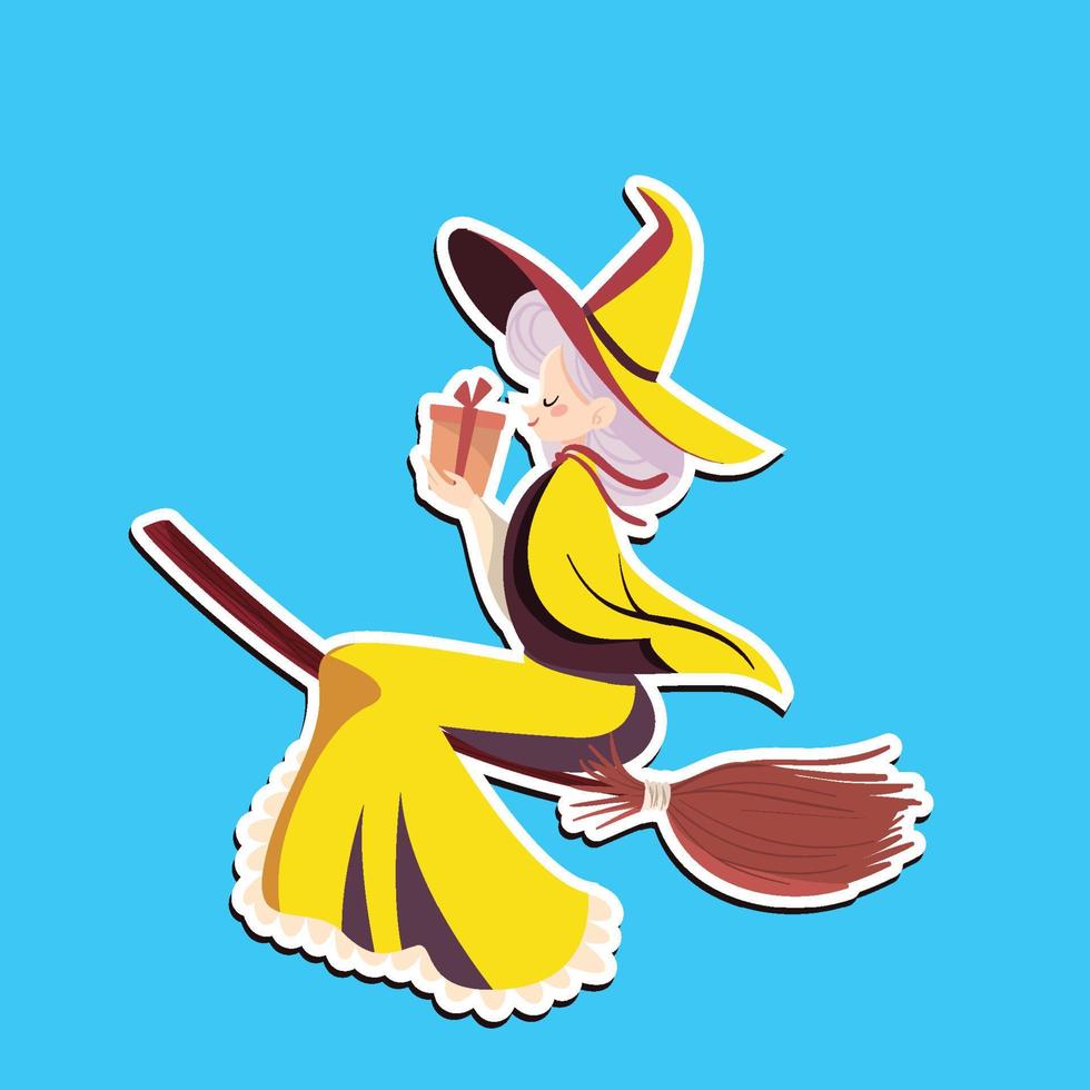 hand drawn befana holding gif vector